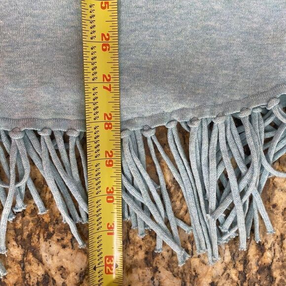 Project Cotton Fringe Aqua Green Color Poncho One Size - Picture 7 of 7